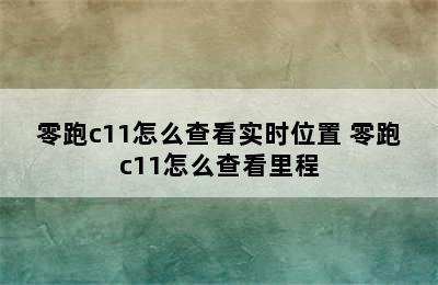 零跑c11怎么查看实时位置 零跑c11怎么查看里程